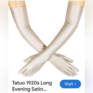 Elegant Long Satin Gloves. Cream color